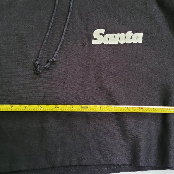 Champion Reverse Weave Black Cropped Hoodie w/the word "Santa" Embroider… - Picture 6 of 10